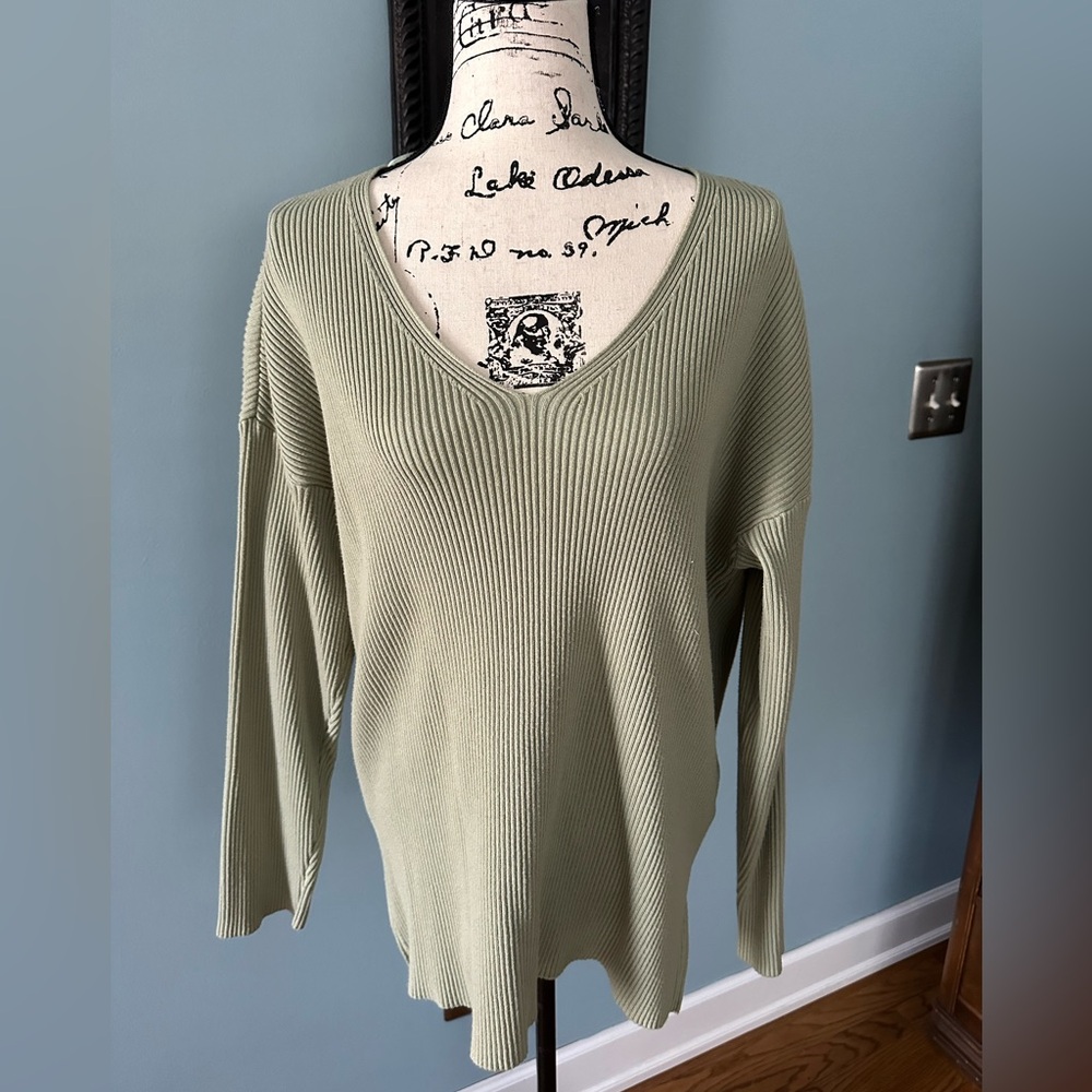 Thread & Supply Olive V-Neck Sweater
